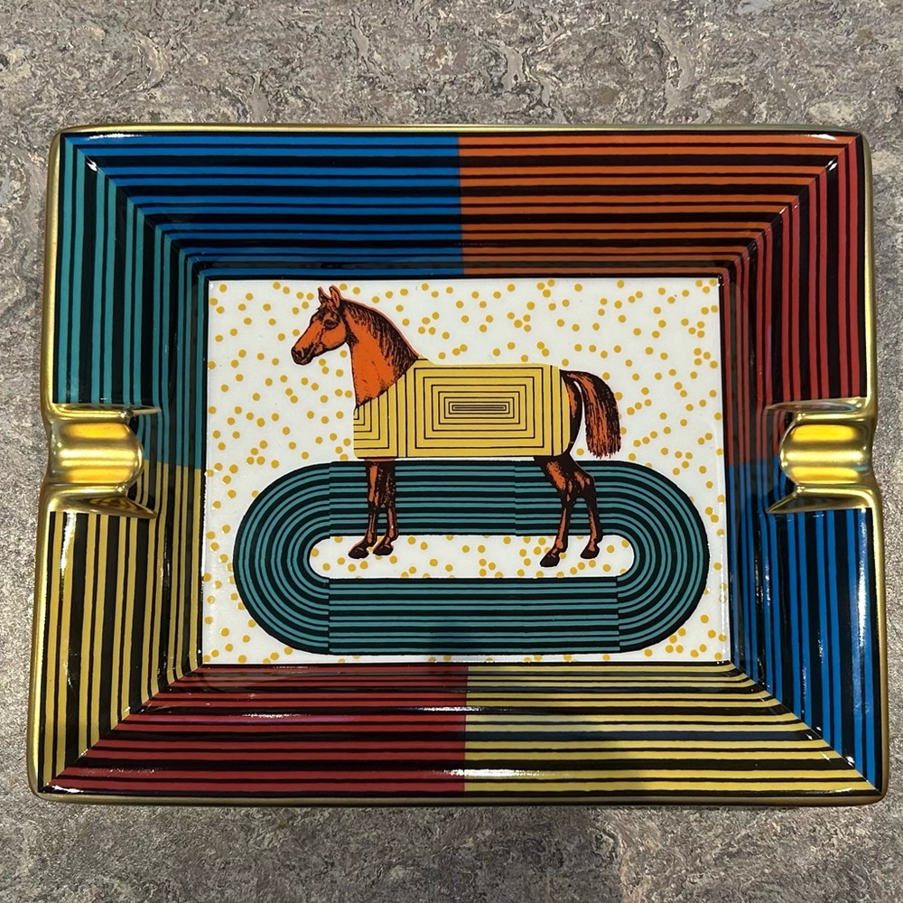 Hermes Multicolor Striped Ashtray